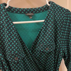 Talbots Green and Black Geometric Dress